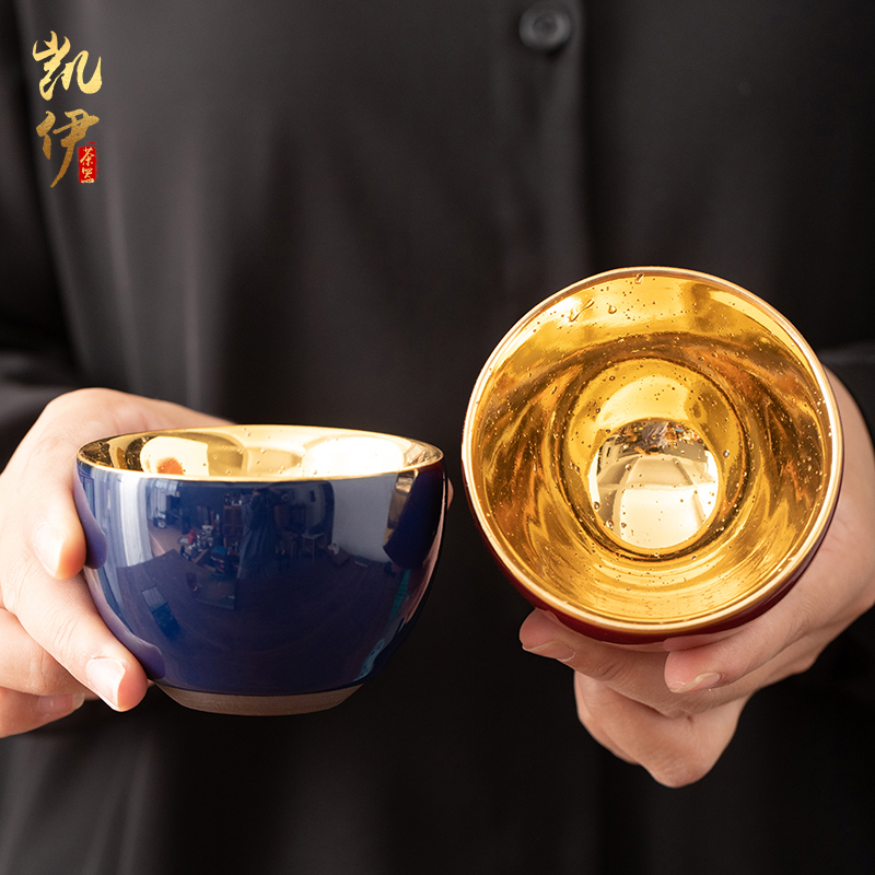 Fine gold gold cup cup cup master cup kung fu tea cups tire iron ceramic sample tea cup jinzhan cup high - grade tea cup