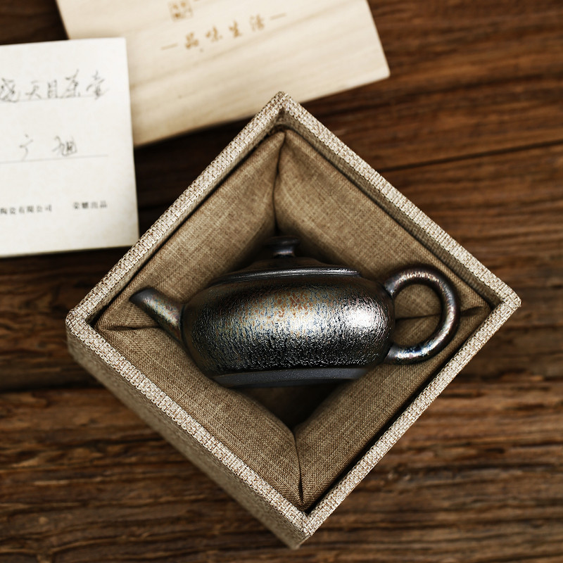 Zeng, Guangxu master built light manual ceramic teapot temmoku lamp archaize kung fu tea set single pot up pot teapot