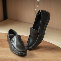 Quality inspection ultra soft and light Old driver B Spare Head Layer Bull Leather One foot pedal Lefu Shoe Bean Bean Shoe Leather Shoes