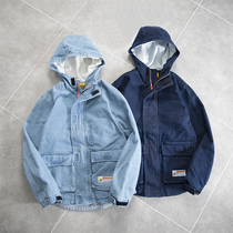 New products come to Hong Kong Tide mens super cost-effective retro do old hooded washed denim hooded jacket