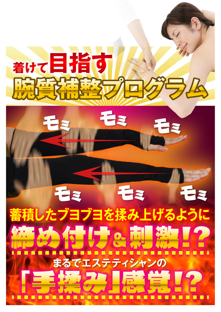 нарукавник 日本制代购睡眠瘦手臂露指袖套燃脂压力束袖凹凸无痕按摩瘦手臂套 hn15062701