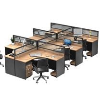 Guangzhou office furniture Staff office desk and chair 4 people 6 people screen work station Staff computer desk four people card seat