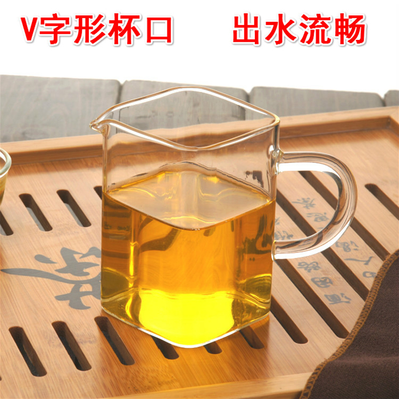 Justice cup upset heat - resistant glass tea sea square points kung fu tea set with parts manual and a cup of tea