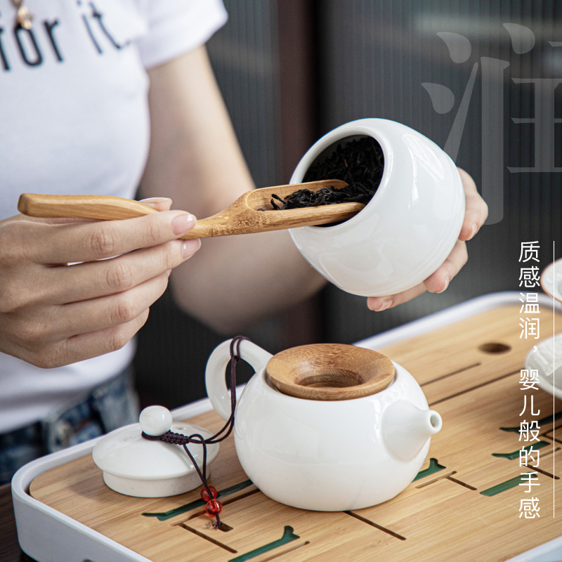 Contracted tian, white tea way to 6 gentleman combination kung fu tea accessories ceramic tube of bamboo wood ChaGa tea spoon