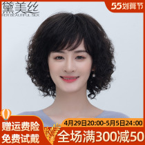 Wig Woman Short Hair Short Curly Hair Live-action Haired Old Lady Full Headgear Fluffy Fix Face Fashion Mom Hair Sets