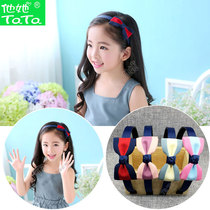 He she TATA hair accessories Korean children girls students Simple fabric bow princess hair band headband with belt