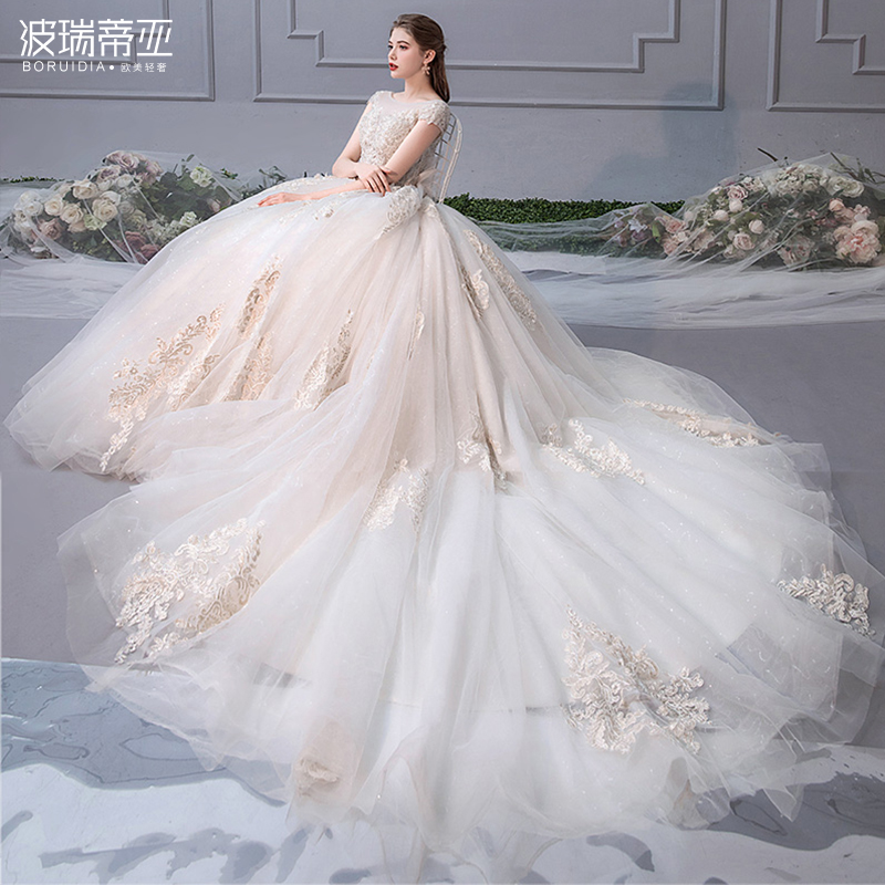 Light main spring wedding dress 2020 new bridal woman small gown tuxedo trailing supersensonian dreamy 2021 wedding dress