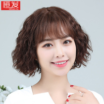 Wig female short hair short curly hair repair face real hair set middle-aged and elderly mother wool roll real hair silk full head haircut hairstyle