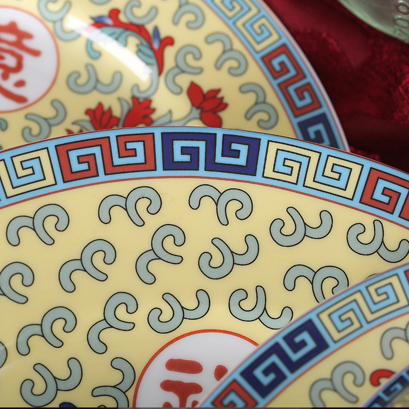 Red leaves authentic jingdezhen Chinese dishes suit ceramics tableware suit good lucky for you