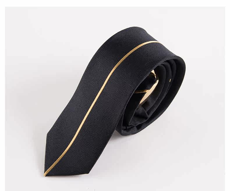 jdv男装 男式黑色竖条纹绣标线环领带 saf7749blk