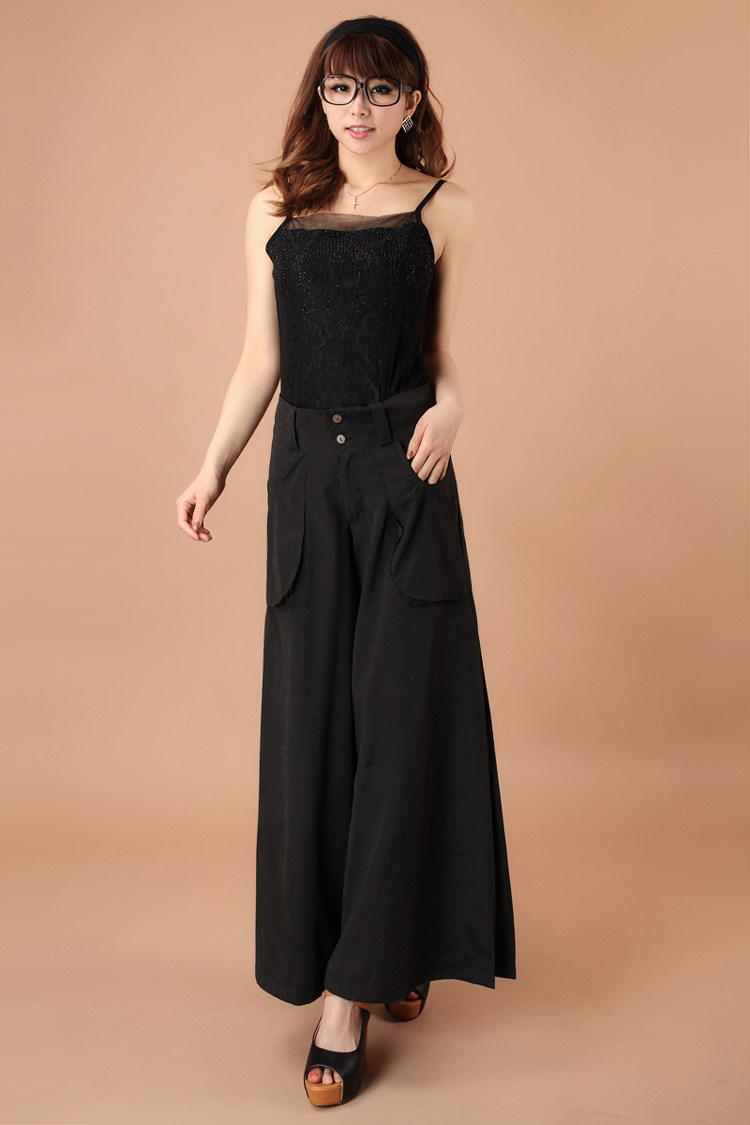 春秋夏款大码时尚阔腿裤女韩版休闲裤裙高腰甩腿裙裤大脚肥腿裤女