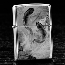 Lighter zippo genuine American original limited lettering black ice rich fish kerosene zppo male