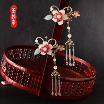 Hanfu headdress children tassel step shake to clip hairpin Super fairy Red Girl ancient wind girl small flower hairpin hairclip