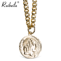 ruibeila18k Gold Health God Gold Coins Little Eros Cupid Round Brand Pendant Pendant Thick Necklace
