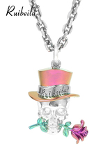 ruibeila skull rose pendant necklace mens and womens S925 silver fashion personality silver jewelry sweater chain tide