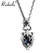 ruibeila925 silver beast claw pull feldspar small star black small gemstone pendant European and American personality necklace pendant