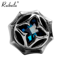 ruibeila925 silver vintage personality octagonal star topaz stud earrings European and American couple stud earrings tide (single)