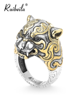 ruibeila Year of the Tiger Domineering Tiger Ring Mens 925 Silver Vintage National Tide Small Design Zodiac Ring Tide
