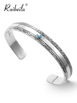 ruibeila925 silver vintage moon turquoise lasagna bracelet girls trend fashion pattern bracelet versatile