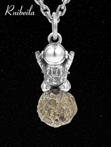 Ruibeila Astronaut Necklace Men Vintage 925 Silver Pendant Pendant Accessories Tide Matching Dress