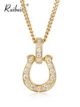 ruibeila18k gold horseshoe diamond pendant necklace mens and women fashion 19 real diamonds couple necklace tide