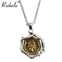 ruibeila925 silver vintage thorn skull coin pendant hiphop street couple necklace pendant tide