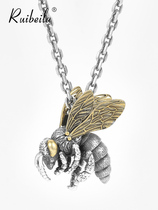 ruibeila stereo bumblebee pendant necklace mens and womens 925 silver retro personality hip hop accessories sweater chain