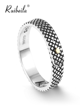 ruibeila925 silver 18K gold dot check ring men and women European and American fashion Plaid personality ring tide