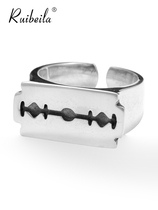 ruibeila no-front razor blade ring men 925 silver bully personality hip-hop tide male ring food ring