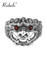 ruibeila small cat open ring male 925 silver cute Beast index finger ring tide man Thai silver ring male tide