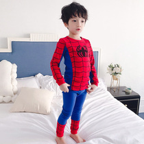 Boy Spider-Man Children's Pajamas Spring and Autumn Halloween costumes Two sets of children's suit boy's baby home clothes