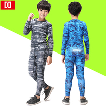 Childrens sports tights Mens camouflage running training suit Basketball football roller skating base fitness suit Quick-drying clothes