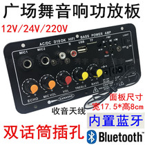 D10 Bluetooth power amplifier board radio card reader dual microphone jack reverberation 12V24V car 220V home 175*80