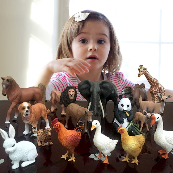 Simulation animal model children's small zoo toy farm poultry tiger cattle horse rabbit chicken duck goose model