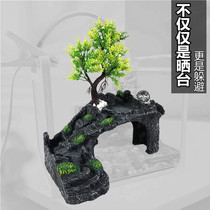 Turtle basking platform Stone climbing platform Large turtle tank decoration landscaping Climbing basking platform Ladder escape hole floating island oversized