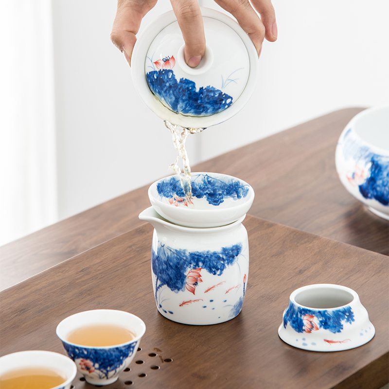 The high time Chinese kung fu tea set ceramic cups white porcelain lotus office lid bowl of tea