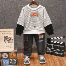 Boys sweatshirt 2022 Spring autumn new childrens stripe CUHK Scout Two foreign air hit undershirt headcoat damp