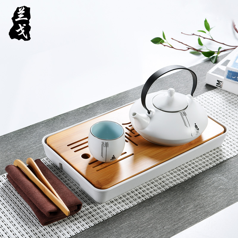 Having bamboo tea tray was kung fu tea set suit household dry plate tea table ceramic tea accessories, small bamboo plate of tea