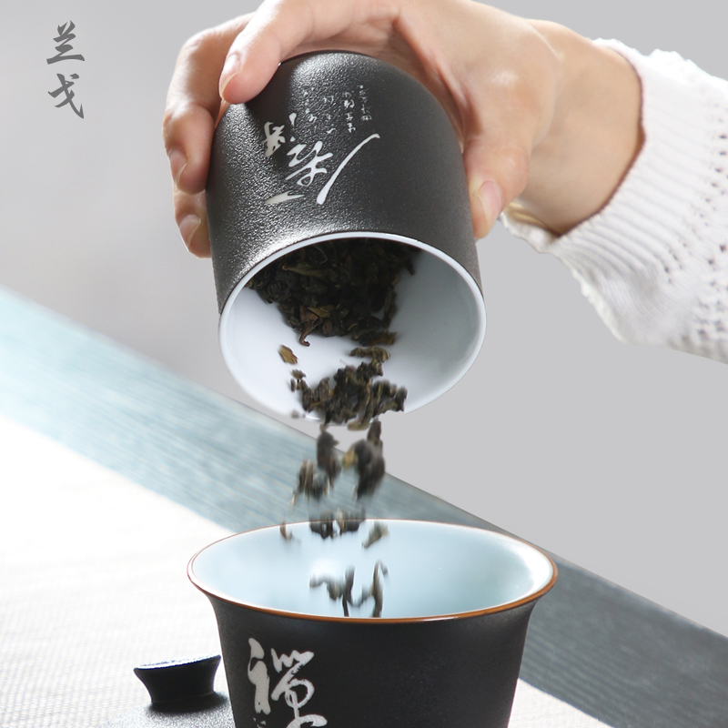 Having coarse pottery tea accessories household storage tank ceramic tea caddy fixings warehouse small sealed as cans of pu 'er tea box