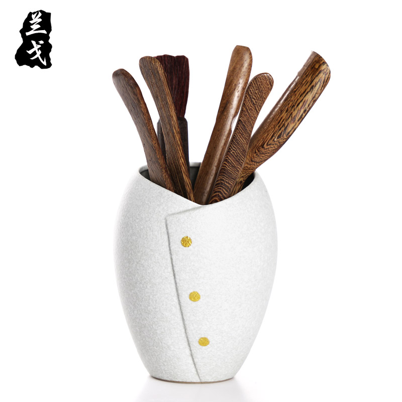Having ebony black pottery tea six gentleman coarse ceramic tea set spare parts ChaGa tea art wenge 6 gentleman