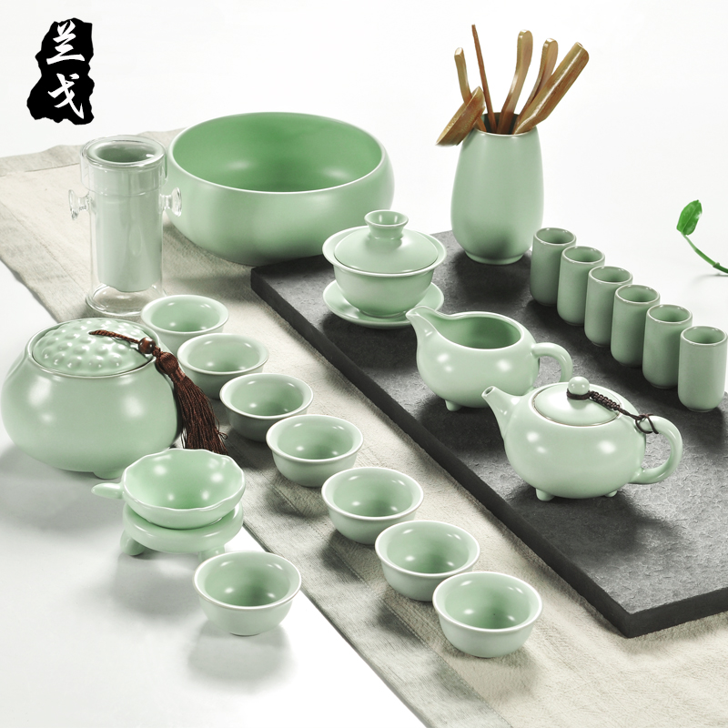 Having your up tea set kung fu tea set open your porcelain pieces of a complete set of ceramic tea tureen teapot tea cups