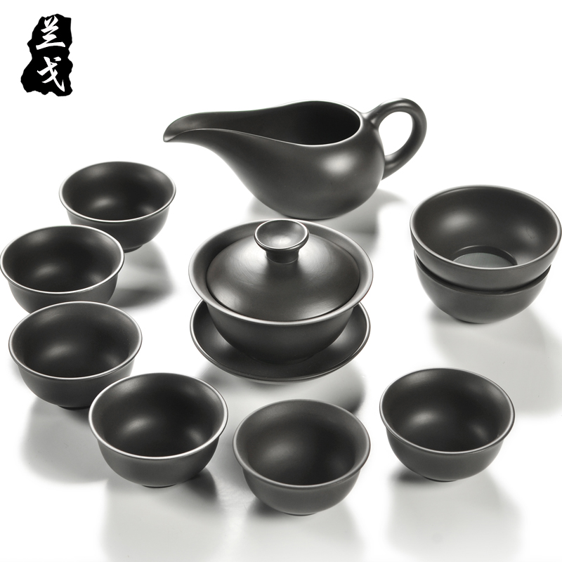 Having a complete set of black mud ore violet arenaceous kung fu tea set old yixing purple clay teapot teacup gift set gift boxes