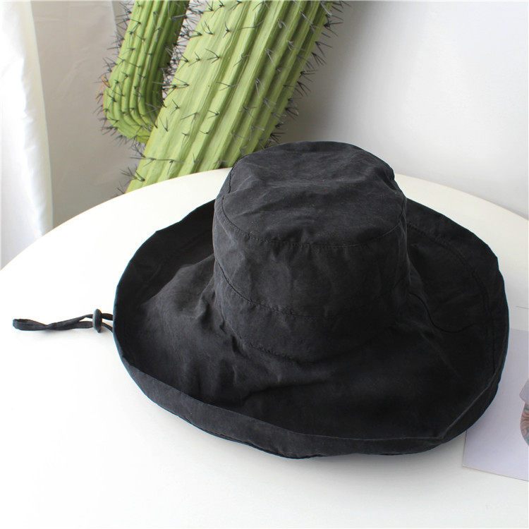日系休闲防紫外线遮阳帽太阳帽女士帽子夏天大檐折叠韩版渔夫帽