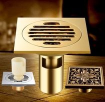 Brand shower bathroom floor drain All copper anti-odor anti-return water anti-insect Antique large displacement gold invisible floor drain
