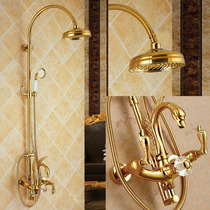 European-style antique golden swan shape large shower set shower lifting titanium shower constant temperature