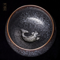 Jiacan kiln Li Jiadang Jianzhan silver spot Cup Koi Cup Koi tea cup ceramic tea cup kung fu master Cup