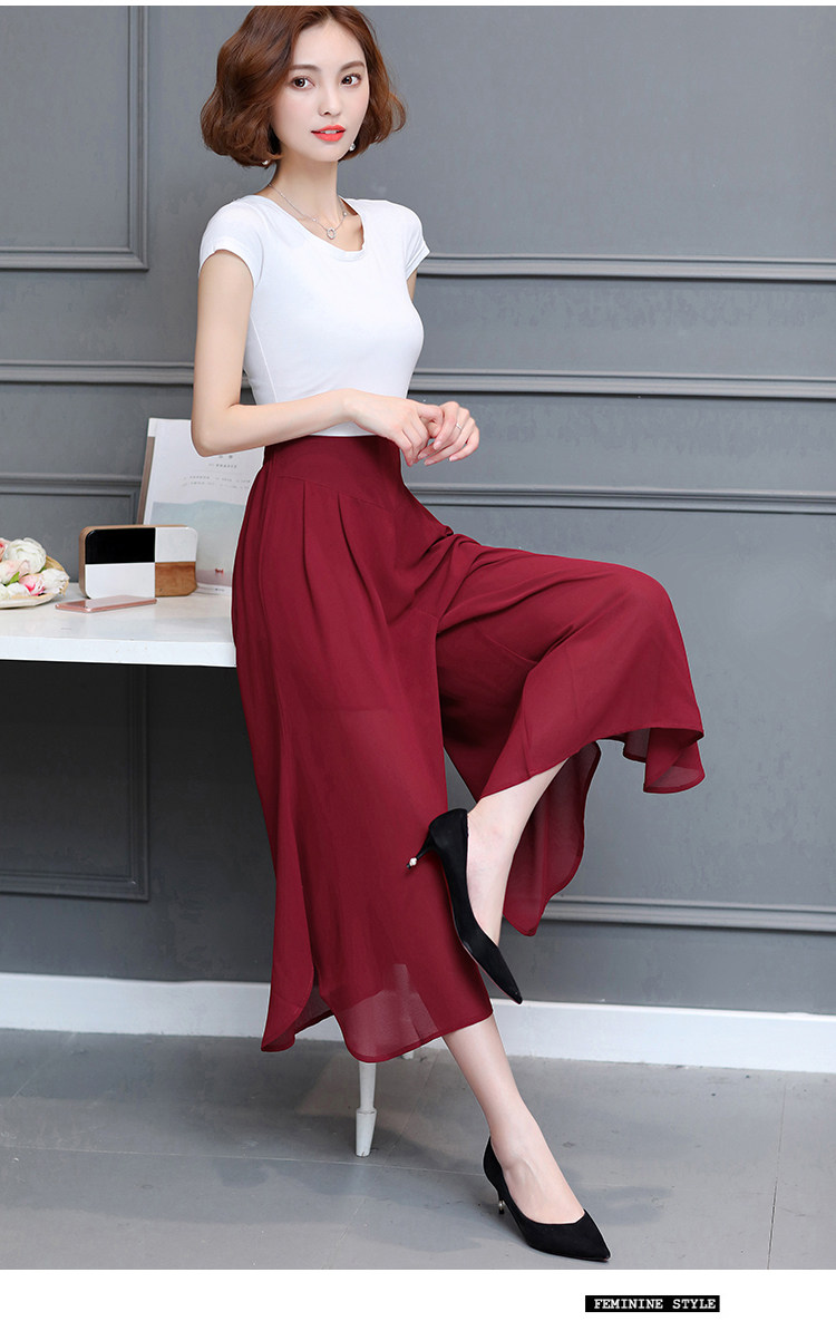 869#(实拍)阔腿裤女九分裤高腰女裤春夏秋2017新款大码宽松裙裤