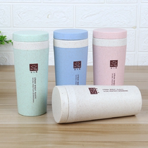 Wheat straw double-layer cup simple and fresh custom logo water cup female tea cup cup advertising gift cup printing