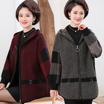 Fat mother autumn and winter double-sided cashmere coat women plus fat special size 200kg middle-aged loose wool jacket