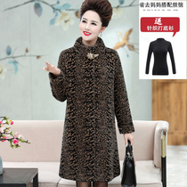 Middle-aged and aged mink velvet coat medium length plus size 200kg fat mother winter noble cashmere coat